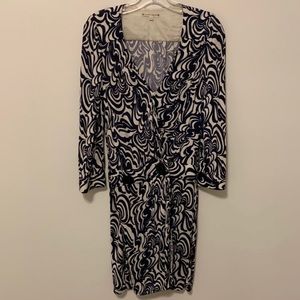Vintage Nanette Lepore Navy & White Swirl Print Dress